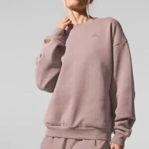 Alo Yoga Accolade Crew Neck Sweatshirt – Taupe – XS